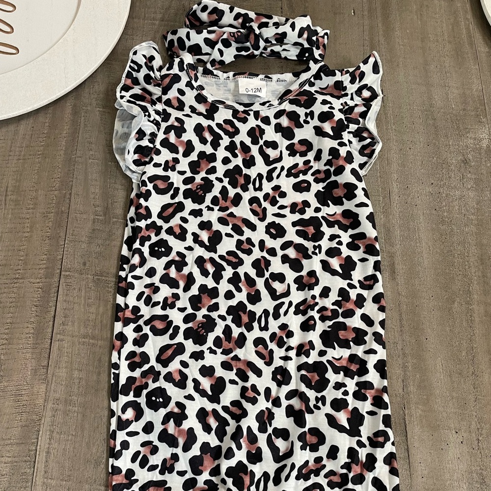 leopard newborn sleep sack with matching headband